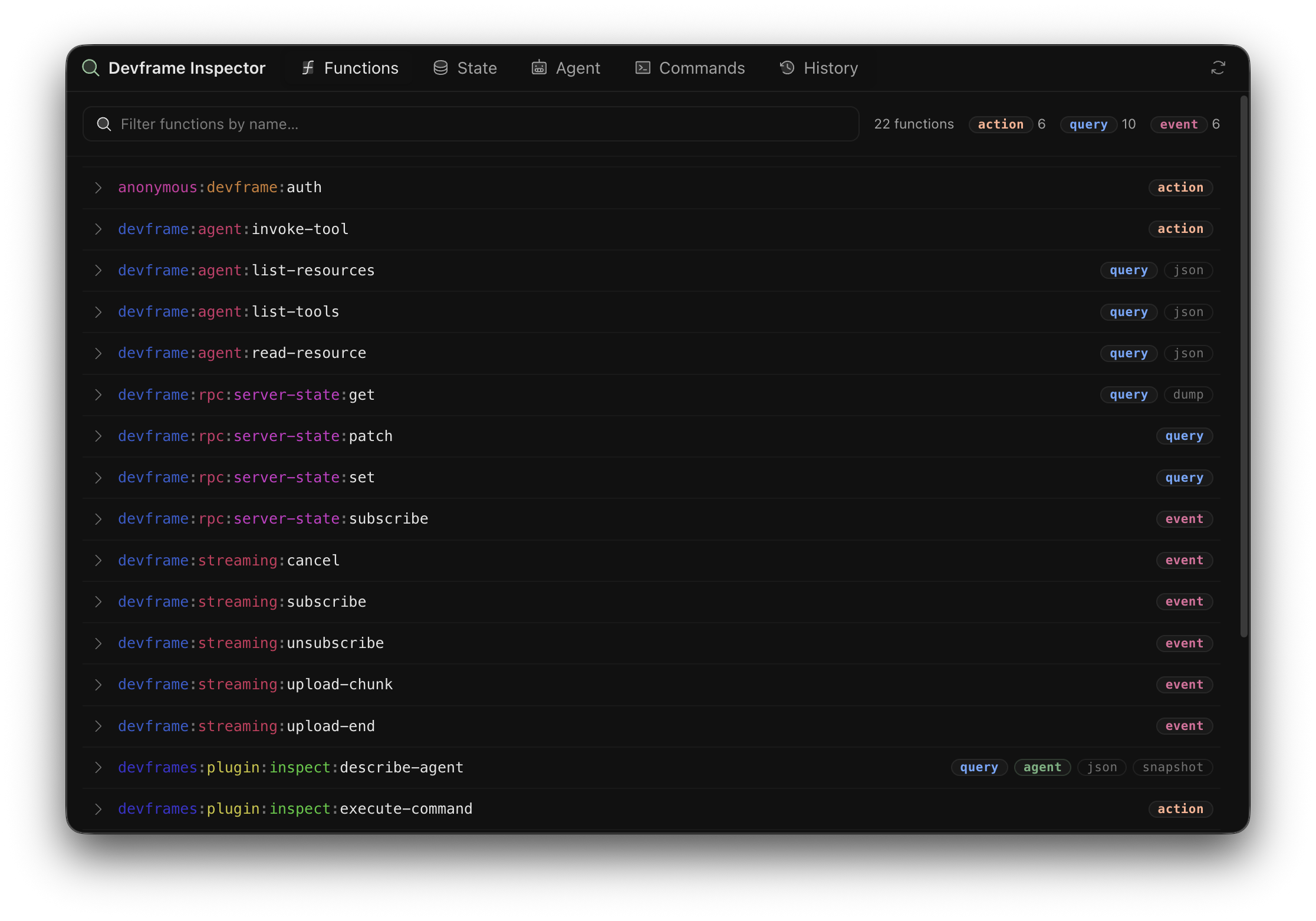 Devframe Inspector screenshot
